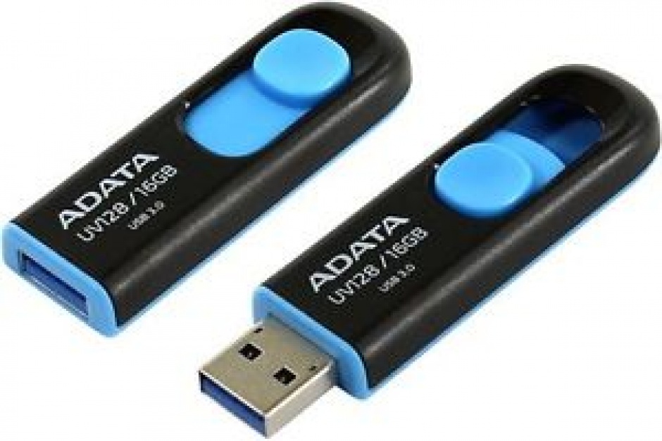 Imagine Stick USB 3.1 16GB UV128 retractabil Negru/Bleu, ADATA